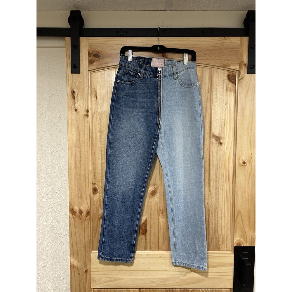 Revice Ying Yang Jeans Two Toned Jeans Crop Tappered Leg Zipper Light Dark 27